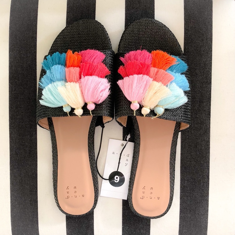 A New Day Ayana Flats with Rainbow Tassels Sz 9